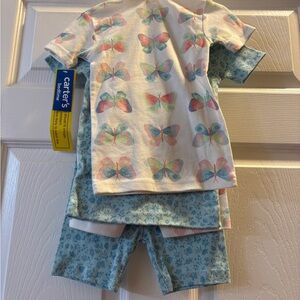 Carter's Butterfly Print Pajama Set - Pink and Blue